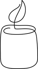 Vector Hand drawn one line burning candle art logo icon. Continuous Christmas advent outline illustration for greeting card, web design isolated holiday invitation