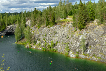 Marble canyon in the mountain park Ruskeala, Karelia, Russia