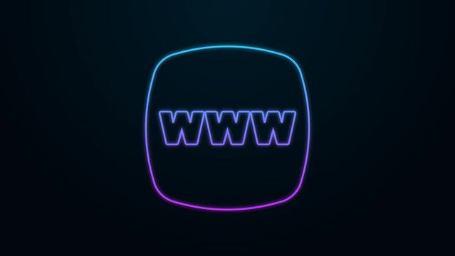Glowing neon line Website template icon isolated on black background. Internet communication protocol. 4K Video motion graphic animation