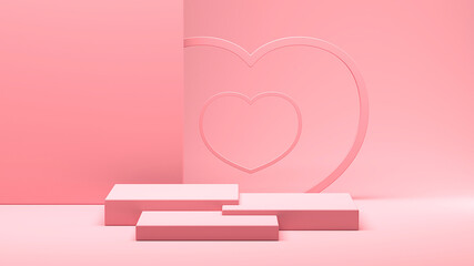 Minimal heart shapes background mock up podium