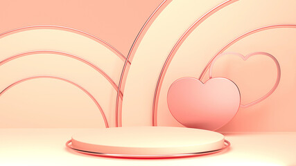 Minimal heart shapes background mock up podium