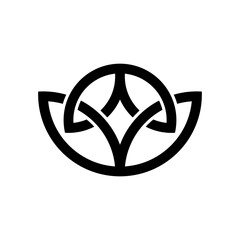 abstract flower art logo vector design in black and white colors