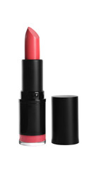 Obraz premium Bright lipstick on white background. Professional makeup product
