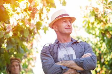 Handsome senior man in straw hat