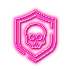 Cyber attack line icon. Ransomware threat sign. Neon light effect outline icon.