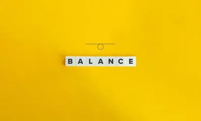 Foto op Canvas Balance Word, Concept, and Banner. Block Letter Tiles on Yellow Background. Minimal Aesthetics. © photoopus