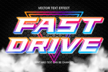 fast drive font typography 3d editable text effect style lettering template racing car background
