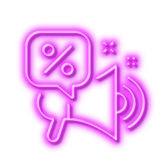 Discounts offer line icon. Sale promotion sign. Neon light effect outline icon.