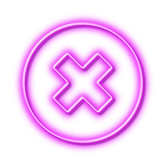 Delete line icon. Remove sign. Neon light effect outline icon.