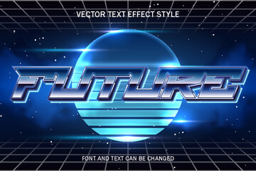 futuristic shiny chrome retro synthwave typography editable text effect font style template retrowave design © SystemDirect
