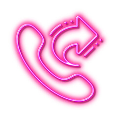 Call center service line icon. Share phone call sign. Neon light effect outline icon.