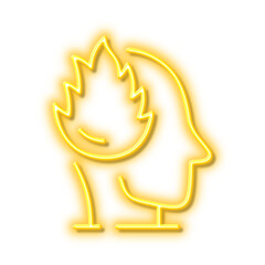 Stress line icon. Anxiety depression sign. Neon light effect outline icon.