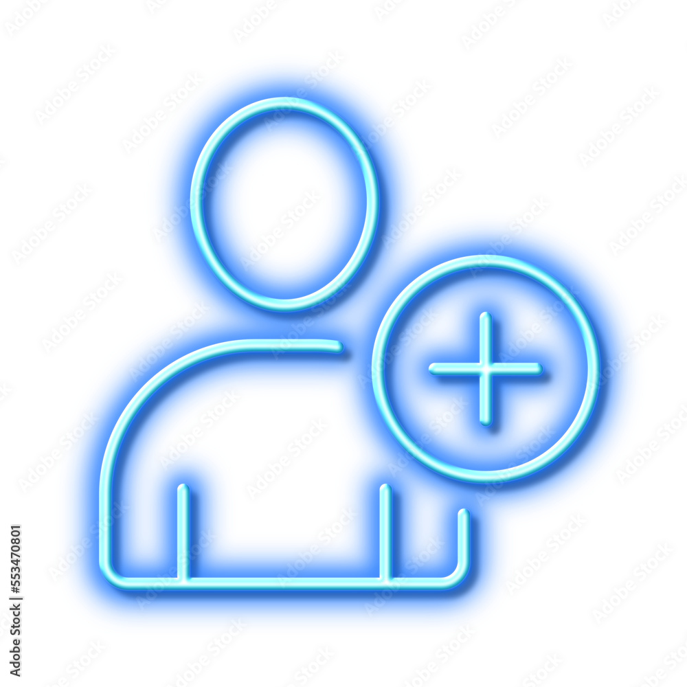 Poster add user line icon. profile avatar sign. neon light effect outline icon.