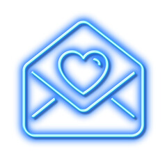 Love letter line icon. Heart mail sign. Neon light effect outline icon.