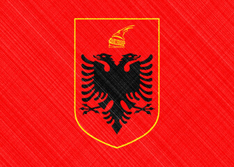 Albania flag on a textured background. Concept collage.