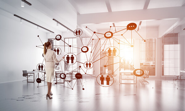 Networking and social communication concept as effective point for modern business
