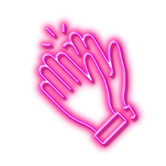 Clapping hands line icon. Clap sign. Neon light effect outline icon.