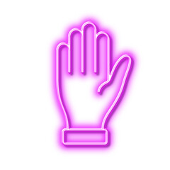 Hand line icon. Wave palm sign. Neon light effect outline icon.