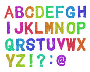 Colorful alphabet font handwritten draw letters abc kids school set アルファベット フォント