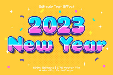 Happy new year Text Effect Editable 3D Cartoon Style