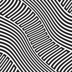 Warped pattern with lines.Unusual poster Design .Black Vector stripes .Geometric shape.  texture