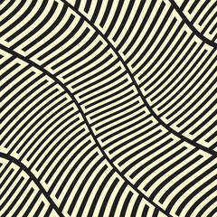 Warped pattern with lines.Unusual poster Design .Black Vector stripes .Geometric shape.  texture