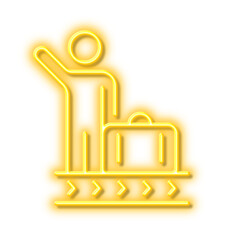 Luggage belt line icon. Suitcase bag sign. Neon light effect outline icon.