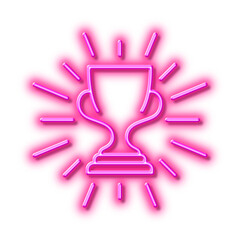 Award cup line icon. Winner Trophy. Neon light effect outline icon.