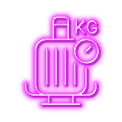 Obraz premium Baggage scales line icon. Travel luggage weight sign. Neon light effect outline icon.
