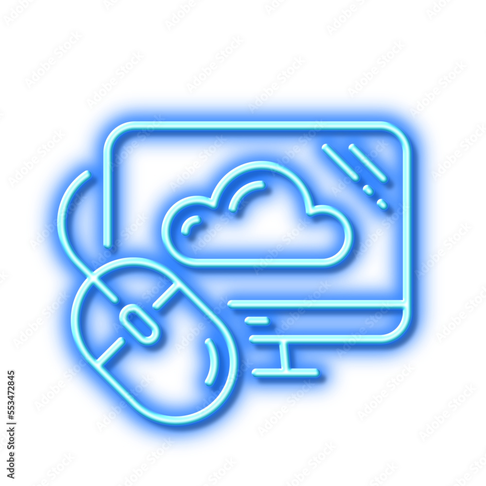 Poster cloud computing line icon. internet data storage sign. neon light effect outline icon.