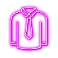 Shirt line icon. Male dress shirt sign. Neon light effect outline icon.