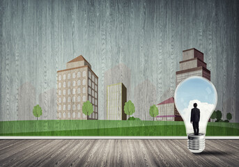 Businessman trapped in bulb