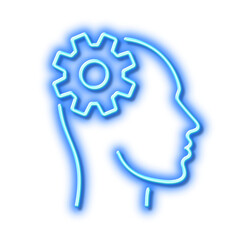 Engineering line icon. Cogwheel tool sign. Neon light effect outline icon.