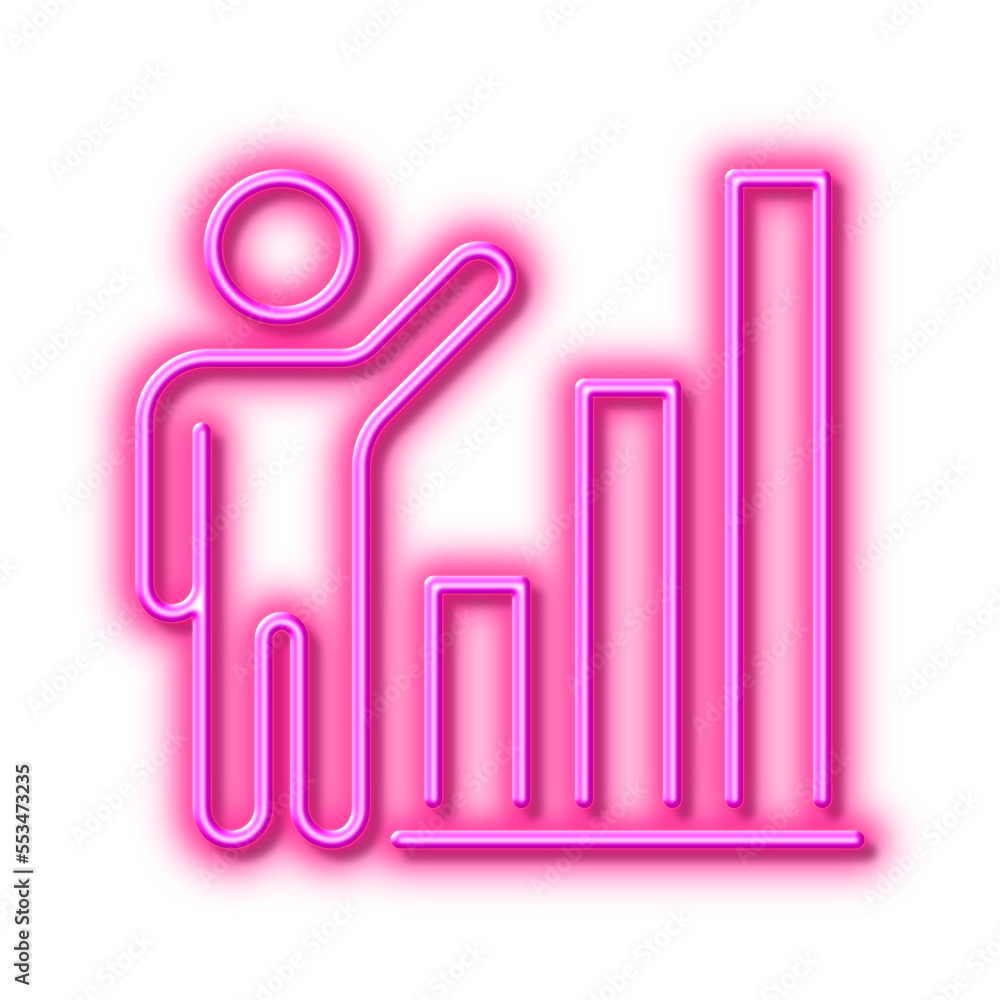Poster graph line icon. column chart sign. neon light effect outline icon.
