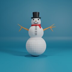 Snowman view Front 3D Rendering