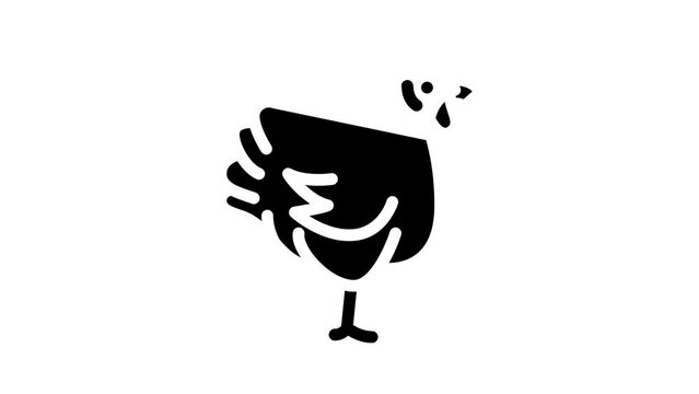 chicken domestic farm bird glyph icon animation