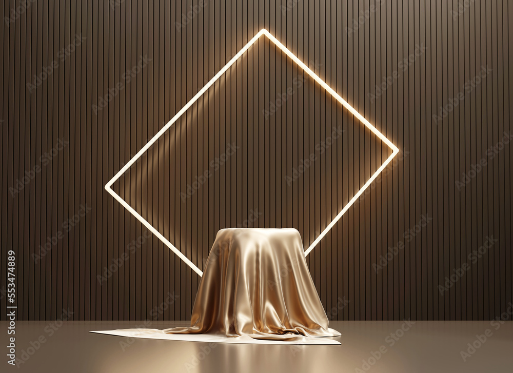 Poster 3d rendering abstract black and gold platform podium product presentation backdrop