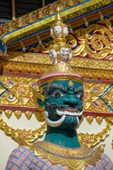 George Town, Malaysia - November 2022: Views of the Wat Chaiyamangalaram Thai Buddhist Temple in George Town on November 19, 2022 in Penang, Malaysia.