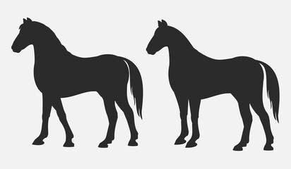Obraz premium Beautiful horse side silhouettes vector illustration