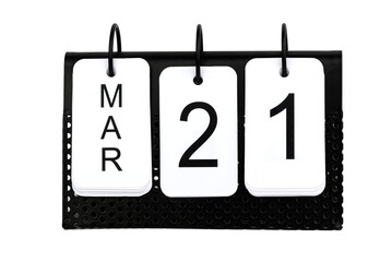21st of March - date on the metal calendar
