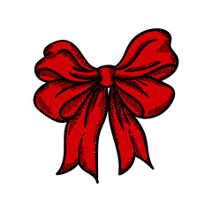 Beautiful hand drawn ribbon decorative bow vector illustration