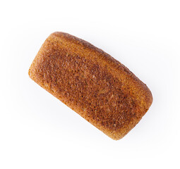 Black bread in the form of a brick on white background