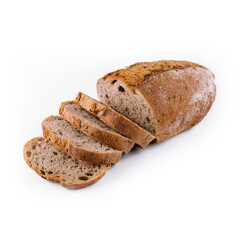 Black sliced bread close-up on white background