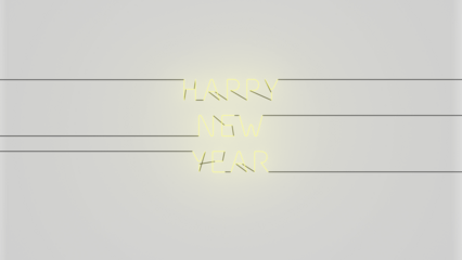 Happy New Year neón amarillo alfa.