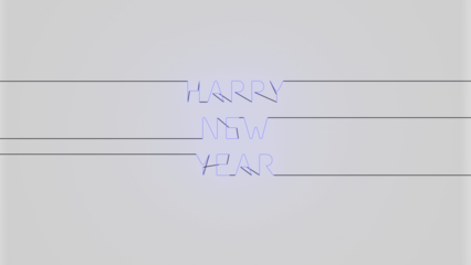 Happy New Year neón azul alfa.