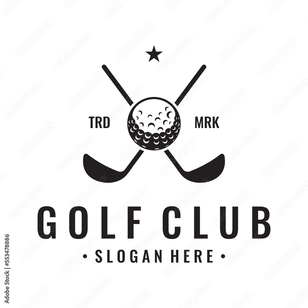 Wall mural golf ball and golf club logo design. logo for professional golf team, golf club, tournament, busines