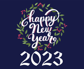 Happy New Year 2023 Holiday Illustration Vector Abstract White With Blue Background