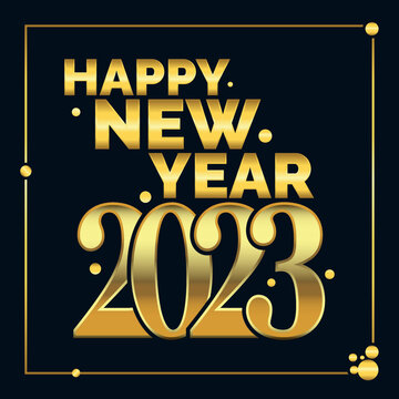 Happy new year 2023 square template. New year design template with typography logo. minimalistic modern background.