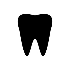 Tooth dental on white background black shadow silhouette icon flat vector design.