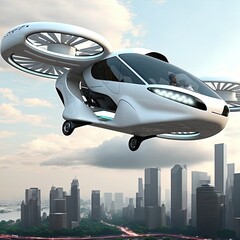 Flying car of the future. Autonomously piloted robo-taxi.